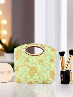 Kuber Industries - Polyester Kada Hand Clutch For Woman With Zip Embroidery Design - Green