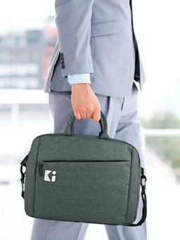 Kuber Industries - Unisex Laptop Bag with Detachable Strap 15.6 Inch For Office- Dark Grey