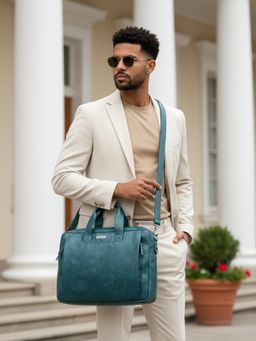 VISMIINTREND - Unisex Pu Vegan Leather Laptop Bag with Detachable Strap