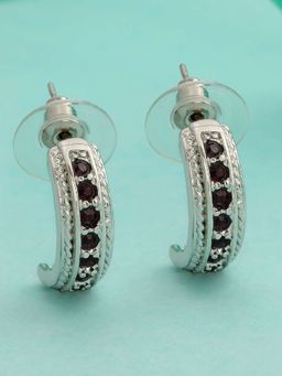 Estele - Rhodium Streamline Designer Stud Earrings with Crystals for Women