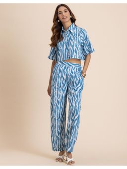 Moomaya - Cotton Co-Ord with Pant In Blue (Set of 2)