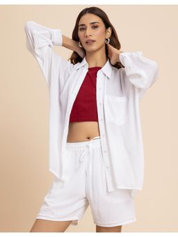 Moomaya - Womens Co-Ord with Shorts In White (Set of 2)