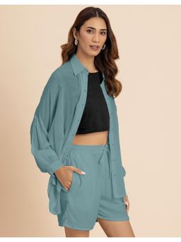 Moomaya - Womens Co-Ord with Shorts In Blue (Set of 2)