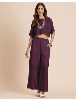 Moomaya - Round Neck Rayon Co-Ord Set In Mauve (Set of 2)