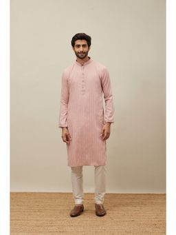 Manyavar - Coral Art Silk Self Design Kurta with Pencil Pyjama (Set of 2)