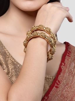 Karatcart - Gold Plated Set Of 2 Elephant Design Bangle For Women