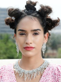 Odette - Exquisite Diamante Silver Princess Necklace Set