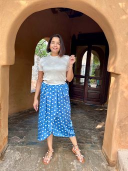 Label Tanvee - Blue Polka Dot Dhoti Skirt