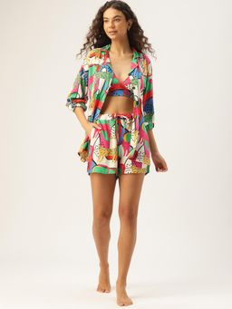 Clt.s - Multi-Color Animal Holiday Shirt, Bikini Top with Shorts