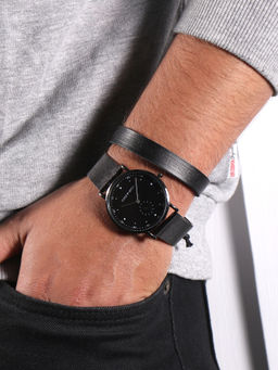 Joker and Witch - Joker & Witch Black Cosmo Gunmetal Watch With Bracelet Stack (Set of 2)