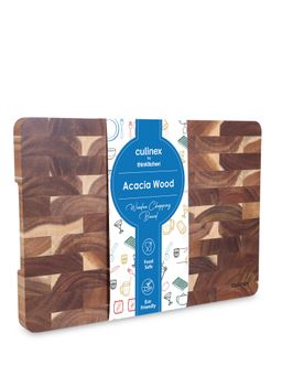 Culinex by thinKitchen - Premium End-Grain Wooden Chopping Board Solid Acacia Wood