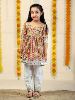 The Mom Store - Rangrez Multi Print Girls Flared Kurta with Pant (Set of 2)