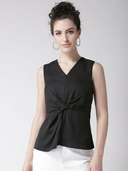 Twenty Dresses by Nykaa Fashion - Black Twisting The Night Away Polka Top