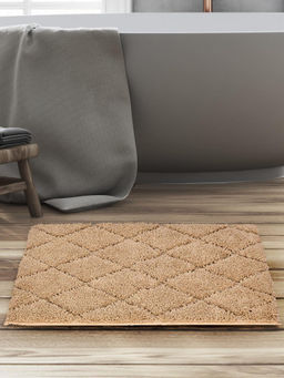 At Home by Nilkamal - Diamond Polyester 16 x 24 Anti Skid Bath Mat (Beige)
