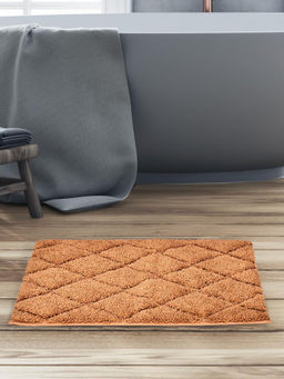 At Home by Nilkamal - Diamond Polyester 16 x 24 Anti Skid Bath Mat (Dark Beige)