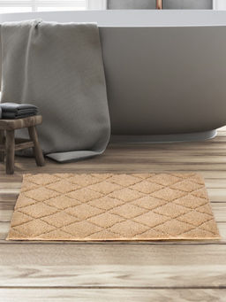At Home by Nilkamal - Diamond Polyester 20 x 31 Anti Skid Bath Mat (Beige)