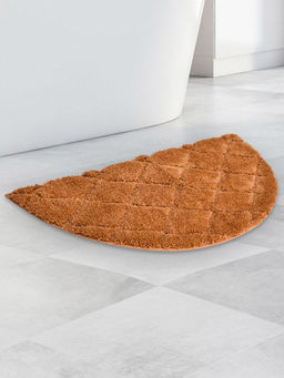 At Home by Nilkamal - Diamond D Shaped Polyester 16 x 31 Anti Skid Bath Mat (Dark Beige)