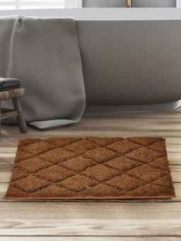 At Home by Nilkamal - Diamond Polyester 16 x 24 Anti Skid Bath Mat (Brown)