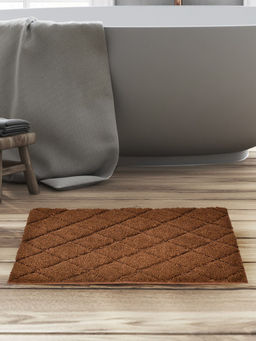 At Home by Nilkamal - Diamond Polyester 20 x 31 Anti Skid Bath Mat (Brown)
