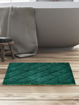 At Home by Nilkamal - Diamond Polyester 16 x 24 Anti Skid Bath Mat (Green)