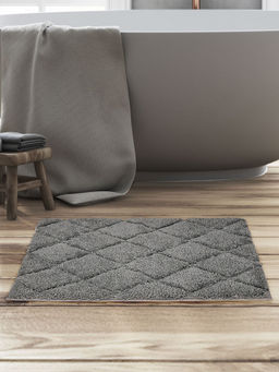 At Home by Nilkamal - Diamond Polyester 16 x 24 Anti Skid Bath Mat (Grey)