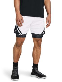 Under Armour - White Colorblock Mid Waist Shorts