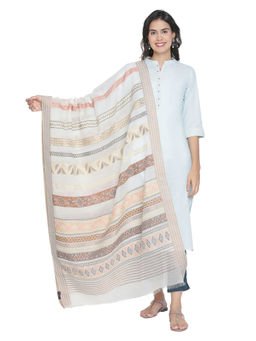 Shingora - Multi Stripe Geo Design Cotton Silk Dupatta