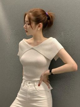 Outzidr - Off White Flat Knit Top