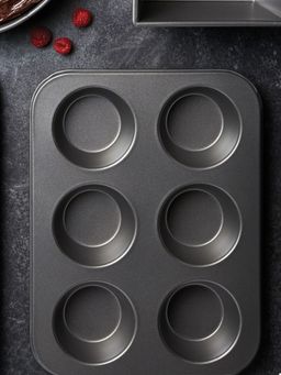 MasterClass - 6 Hole Muffin Tray For thinKitchen, PFOA Non Stick, Cupcake Tin, Grey