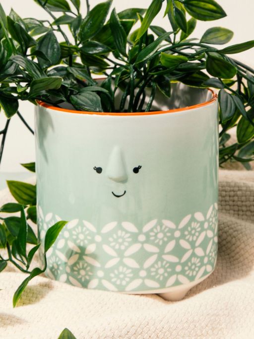KitchenCraft Premium Ceramic Floral Face Decorative Planter, 11cms