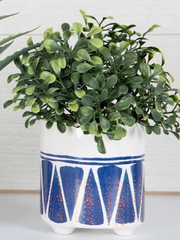 KitchenCraft - Small Indoor Plant Pot For thinKitchen Ceramic Decorative Mark Making Pattern