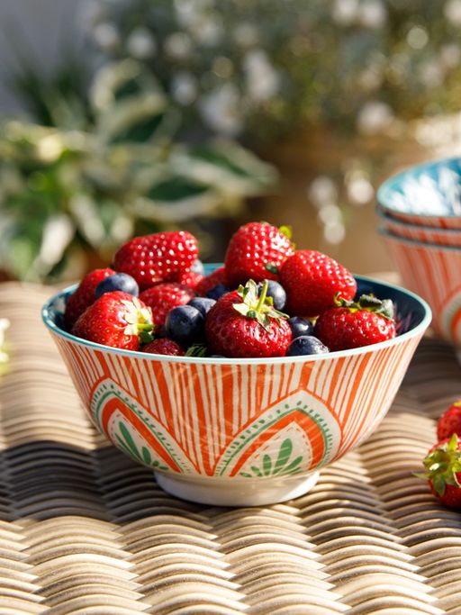 KitchenCraft Premium Colourful Folk Pattern Ceramic Bowl, 16cms