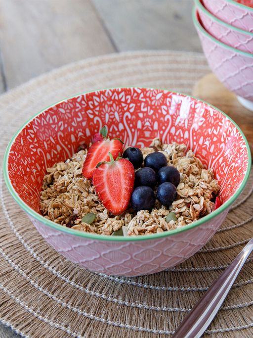 KitchenCraft Kitchen Craft Red and Pink Victorian Style Print Ceramic Bowl For thinKitchen