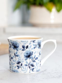 KitchenCraft - Blue Rose Fluted Mug For thinKitchen, 300ml