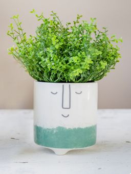 KitchenCraft - Small Happy Face Planter For thinKitchen Decorative Floral Design Ceramic