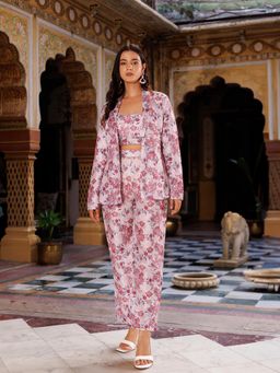 Ragavi - Veiled Rose Pink Co- Ord (Set of 3)