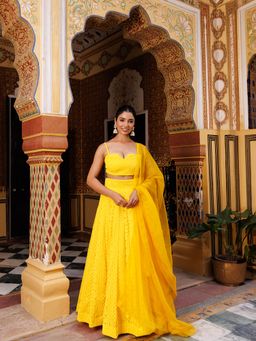 Ragavi - Sunstruck Chikankari Top with Skirt and Dupatta (Set of 3)