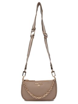 Anne Klein - Women Brown Solid Crossbody Leather Sling Bag with Detachable Strap