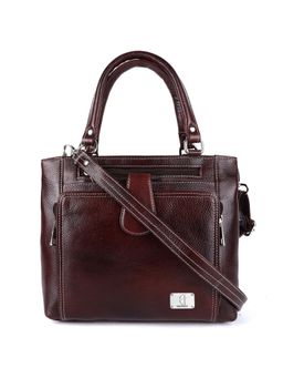 HiLEDER - Women Brown Natural Leather Handbag with Detachable Strap (M)