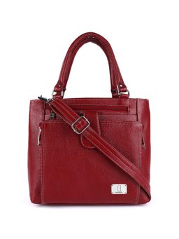 HiLEDER - Women Maroon Natural Leather Handbag with Detachable Strap (M)