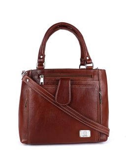 HiLEDER - Women Tan Natural Leather Handbag with Detachable Strap (M)