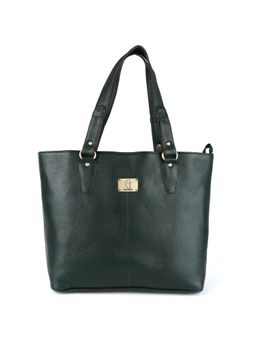 HiLEDER - Women Green Pure Natural Leather Tote Bag with Detachable Strap (M)