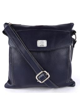 HiLEDER - Women Blue Leather Crossbody Sling Bag (M)