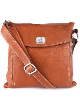 HiLEDER - Women Tan Leather Crossbody Sling Bag (M)
