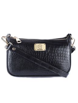 HiLEDER - Women Black Leather Crossbody Sling Bag (M)