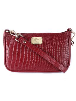 HiLEDER - Women Red Leather Crossbody Sling Bag (M)
