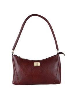 HiLEDER - Women Brown Leather Textured Handbag (M)