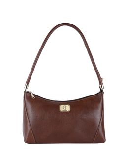 HiLEDER - Women Tan Leather Textured Handbag (M)