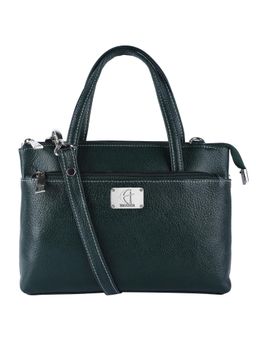 HiLEDER - Women Green Leather Handbag with Detachable Strap (M)