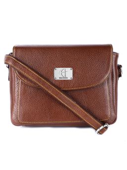HiLEDER - Women Tan Leather Crossbody Sling Bag (M)
